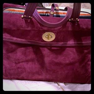 Fuschia Coach suede briefcase